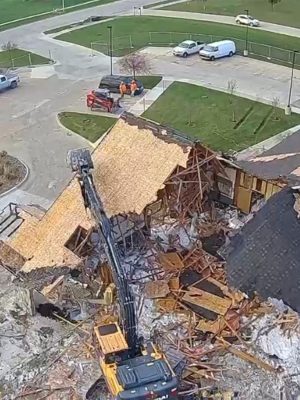 top shot of Building demolition